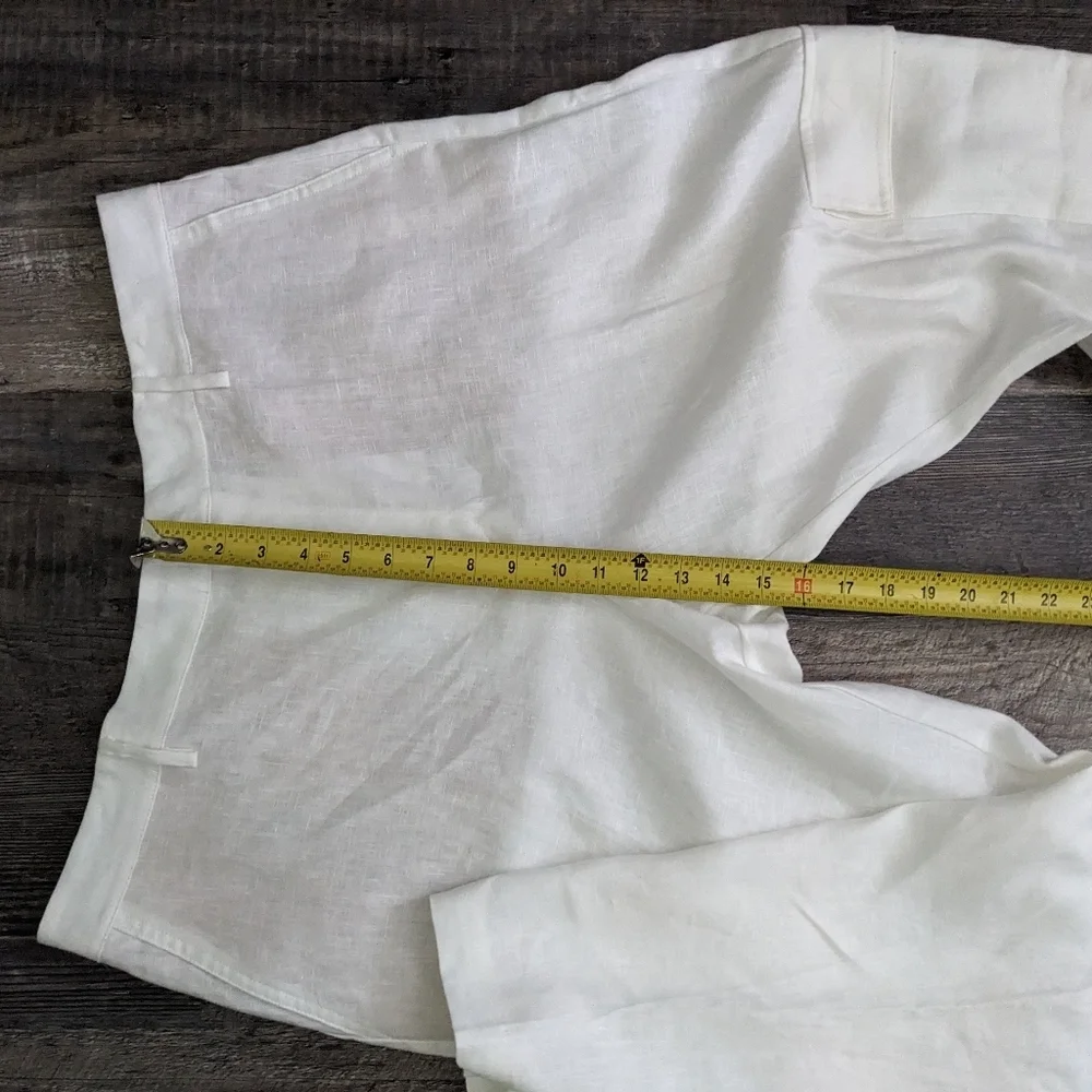 NWT Mango White Linen Straight Leg High Waist Cargo Pants Size 14 - Picture 12 of 14
